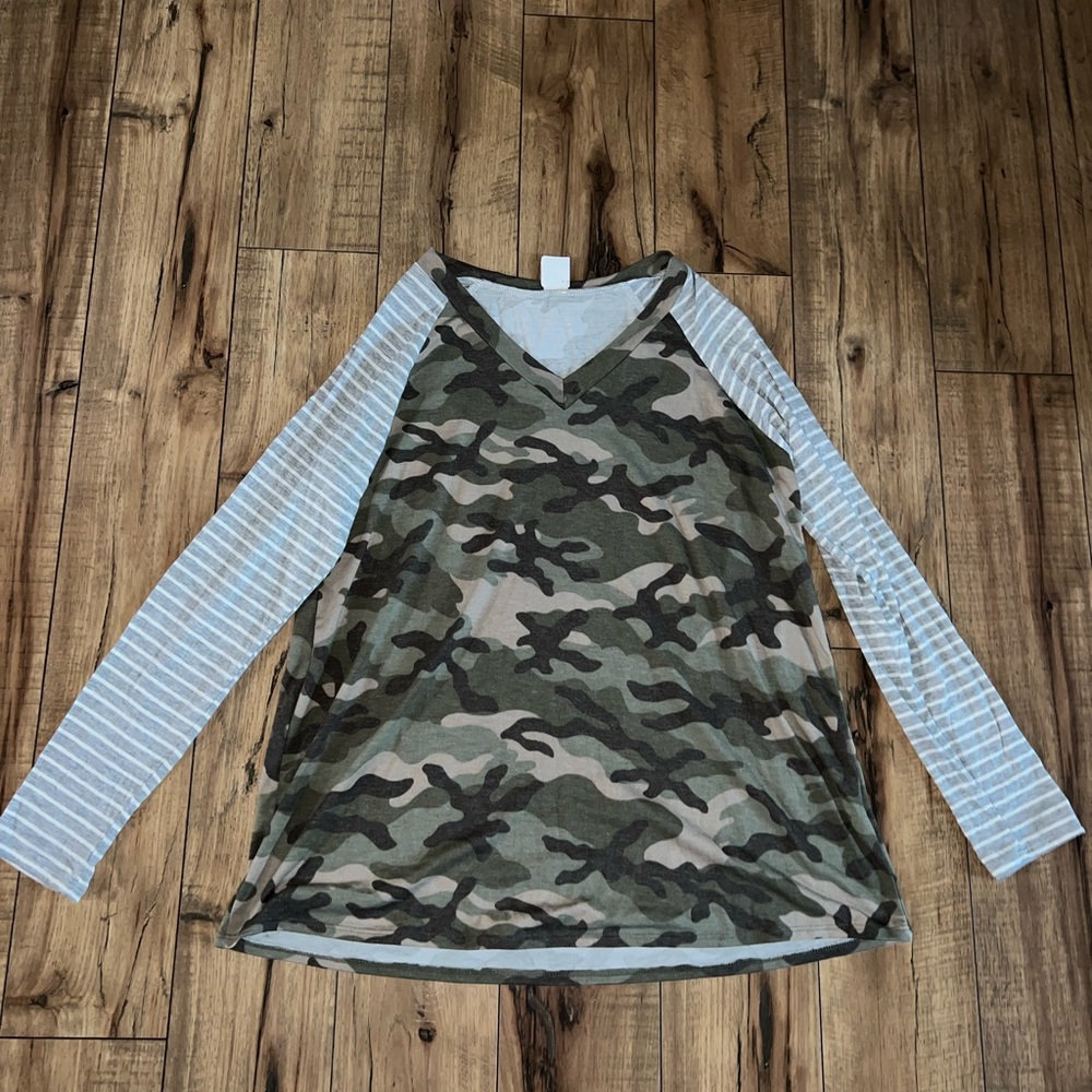 camo and striped shirt